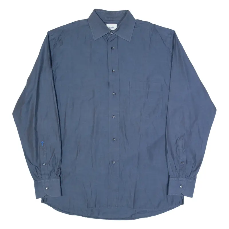 JOOP! Mens Plain Shirt Blue Long Sleeve L