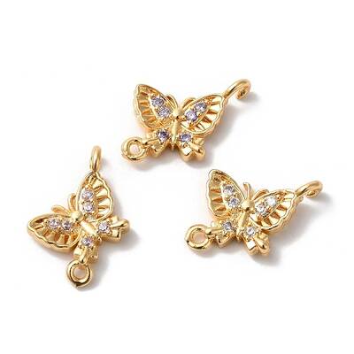 Brass Micro Pave Cubic Zirconia Connector Charms
