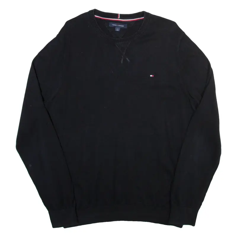 TOMMY HILFIGER Mens Jumper Black Tight Knit L