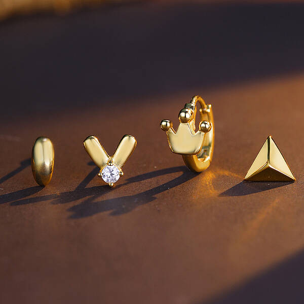 4-Piece Elegant and Versatile S925 Silver Stud Earrings for Women