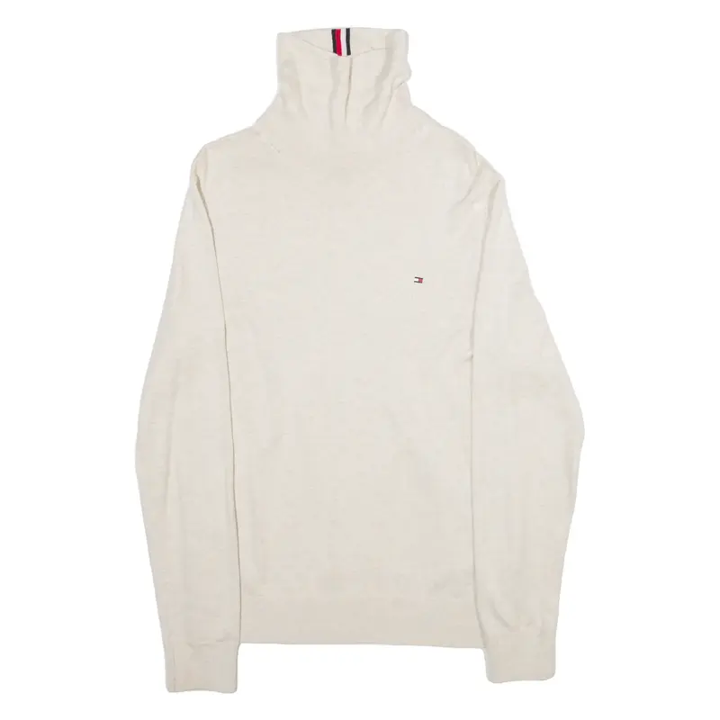 Womens Jumper Beige High Neck Tight Knit M