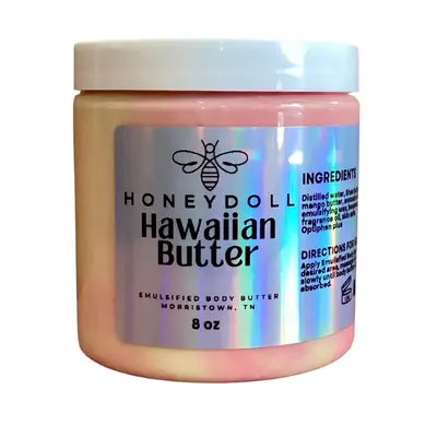 Hawaiian Butter Emulsified Body Butter - Juicy Pineapple & Coconut Scented - Body Care whipped Moisturizer Avocado