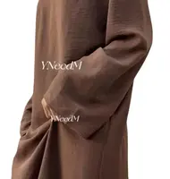 YNeedM Solid Crepe Slip Inner Dress Muslim MS111# - Loose-Fitting Long Sleeve Polyester Casual Midi Wrap Style for All Season...
