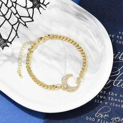 Brass Micro Pave Clear Cubic Zirconia Charm Bracelets