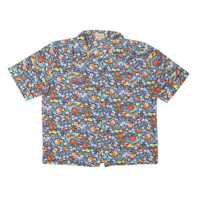 MOGADOR Womens Printed Shirt Blue Collared Floral L