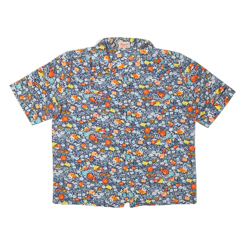 MOGADOR Womens Printed Shirt Blue Collared Floral L