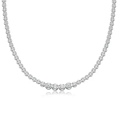 14K White Gold Four 0.3 Carat Diamond 1.2 Carat Lab-Grown Diamond Tennis Chain Necklace