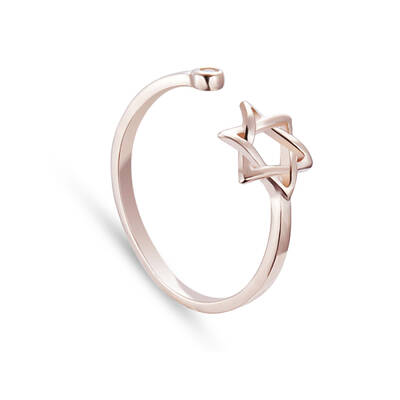 Adjustable 925 Sterling Silver CZ Rhinestone Hexagram Shape Cuff Finger Rings