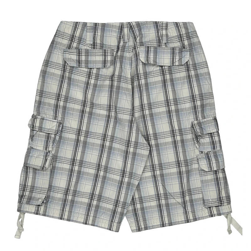 Lee Checked Cargo Shorts - 34W 11L White Cotton | Size: 34″ waist