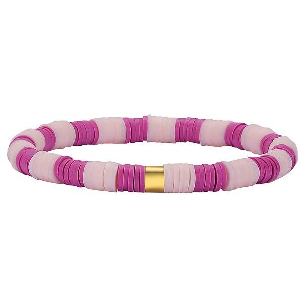 Polymer Clay Heishi Surfer Stretch Bracelet with 304 Stainless Steel Beaded