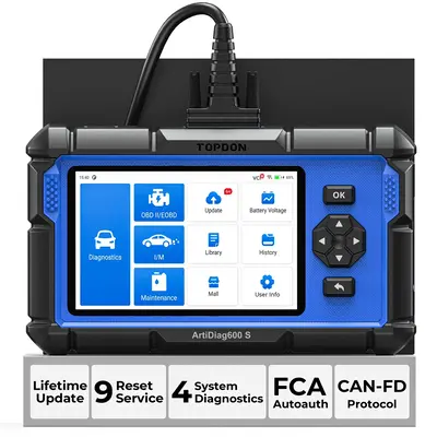 TOPDON AD600S OBD2 Scanner Car Diagnostic Scan Tool for ABS/SRS/AT/Engine, 9 Reset Services, Free Lifetime Upgrade Auto Vehic...