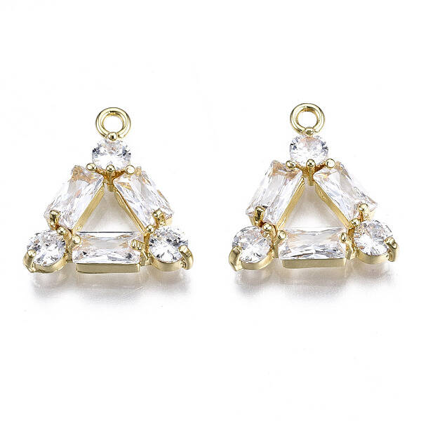 Brass Inlaid Clear Cubic Zirconia Pendants