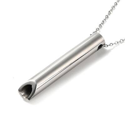 304 Stainless Steel Whistle Shaped Pendant Necklaces