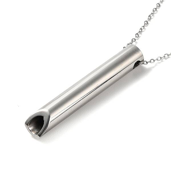 304 Stainless Steel Whistle Shaped Pendant Necklaces