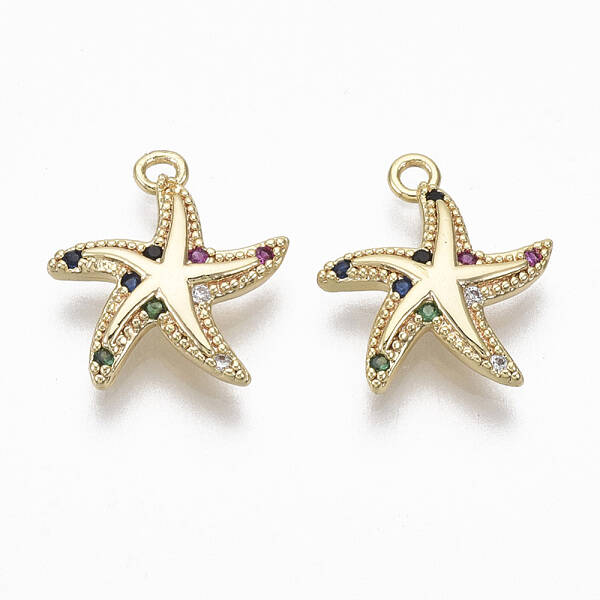 Brass Micro Pave Cubic Zirconia Charms