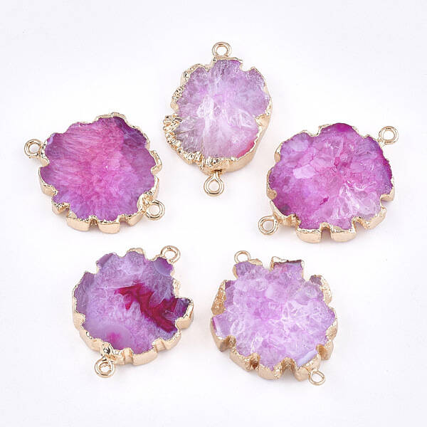 Electroplate Natural Druzy Agate Links connectors