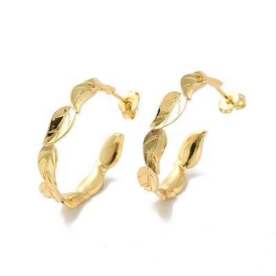 Rack Plating Brass Leaf Wrap Stud Earrings