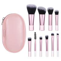 10 Counts Mini Makeup Brushes, Mini Travel Makeup Brushes, Pink Makeup Brush Set With Storage Bag, Portable Travel Make Up Br...