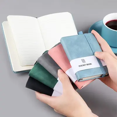 A7 Pocket Notebook, 1 Count Mini Notebook with Pen Holder, Portable Diary Notebook, Stationery Supplies for Home School Offic...