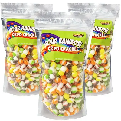 Snack Crackle Shop- Freeze Dried Sour Rainbow Candy Fruit Bonbon Sweet Bite Candies Crunchy