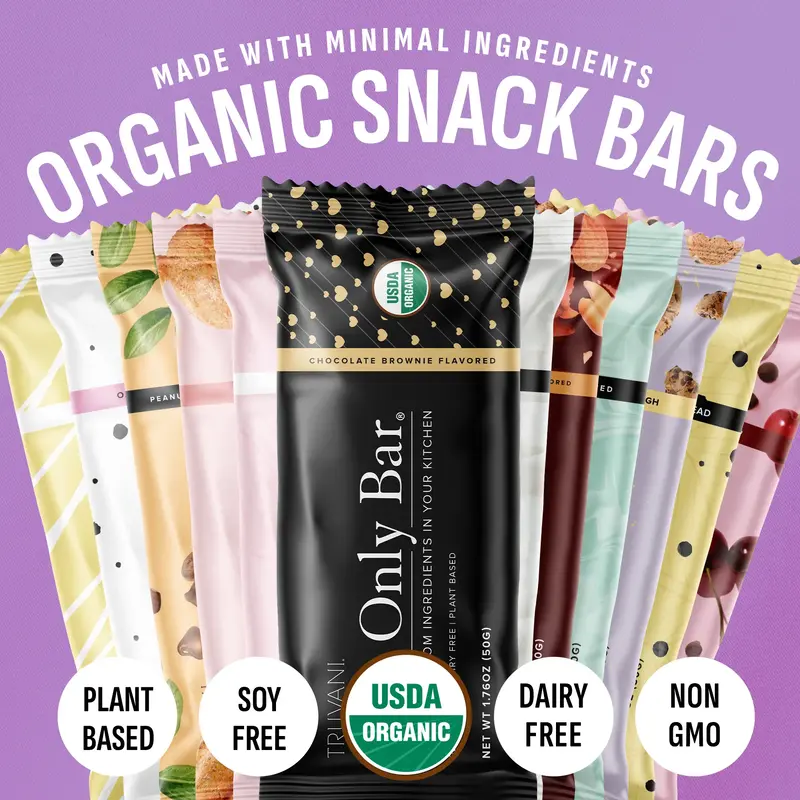 The Only Bar by Truvani | Organic Snack Bar with Minimal Ingredients. 5-8g of Protein with 12 Flavors Available.