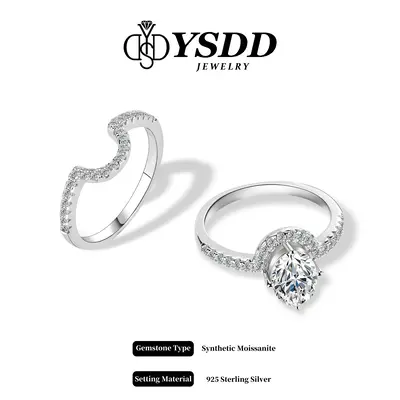 【#201 Bridal Set】2Carat Oval-shaped Synthetic Moissanite Rings in 925 Sterling Silver