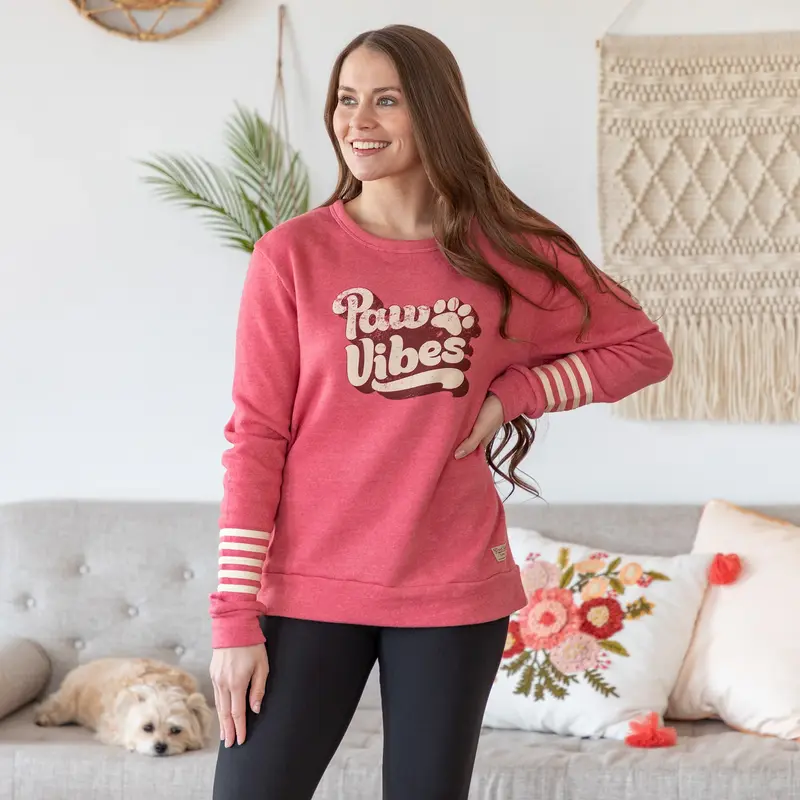 Paw Vibes Stripe Crew Neck Sweatshirt - 2X