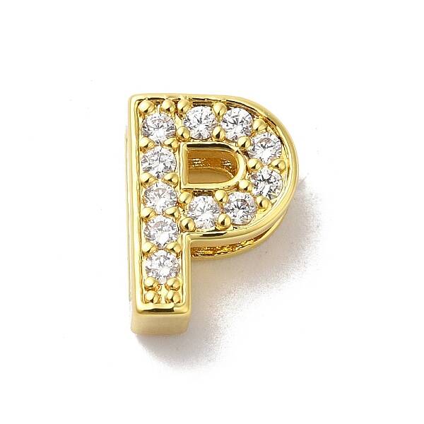 Brass Micro Pave Cubic Zirconia Beads