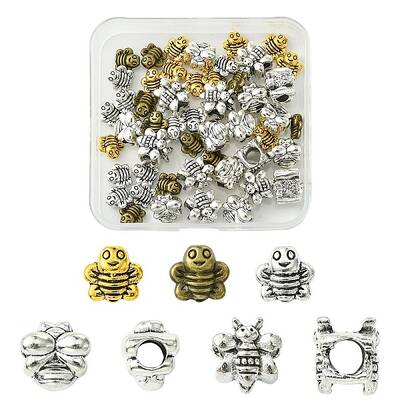 50Pcs 5 Styles Tibetan Styles Zinc Alloy Beads