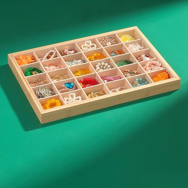 Velvet & Bamboo Jewelry Display Trays