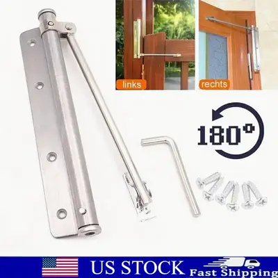 Automatic door closer, for doors weighing 50kg, 150° opening angle, spring-loaded self-closing hinges, adjustable latching s...