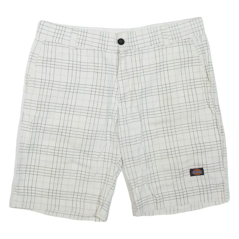 DICKIES Mens Casual Shorts White Check L W36