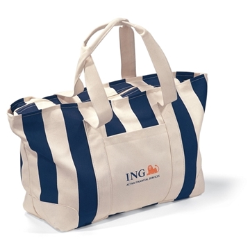 15 Customized Large Striped Canvas Tote - Reinforced