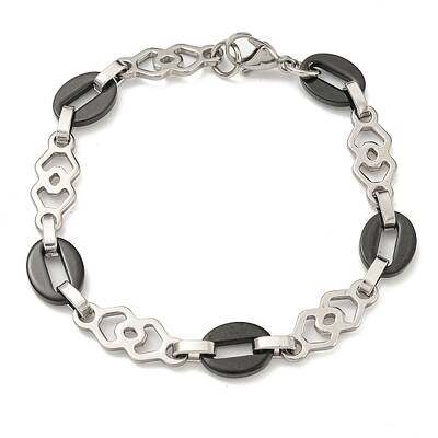Two Tone 201 Stainless Steel Oval & Rhombus Link Chain Bracelet