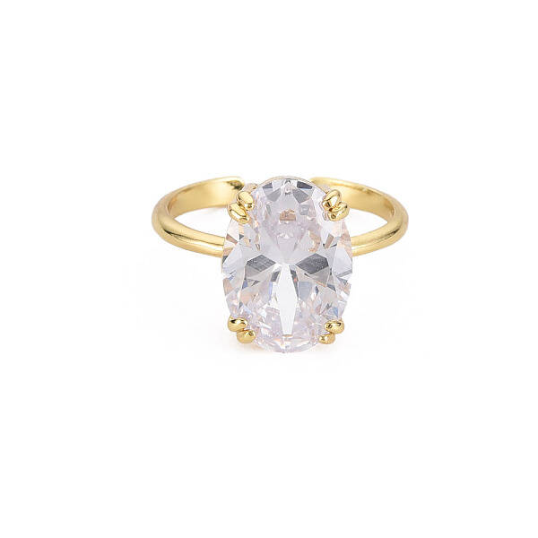 Oval Glass Open Cuff Ring