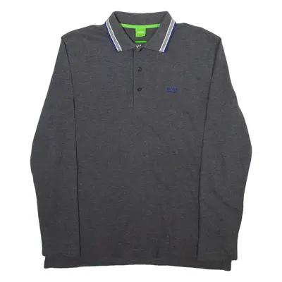 HUGO BOSS Mens Polo Shirt Grey Long Sleeve L