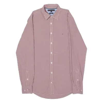 TOMMY HILFIGER Slim Fit Mens Shirt Red Gingham Long Sleeve S