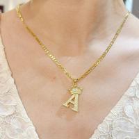 XINCY Initials A-Z Zircon Crown Pendant Necklace for Women Fashion Luxury Shiny Golden Jewelry Jewelry Gifts Everyday Wear Ac...