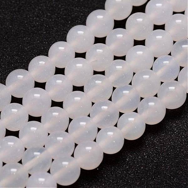 Natural White Agate Bead Strands