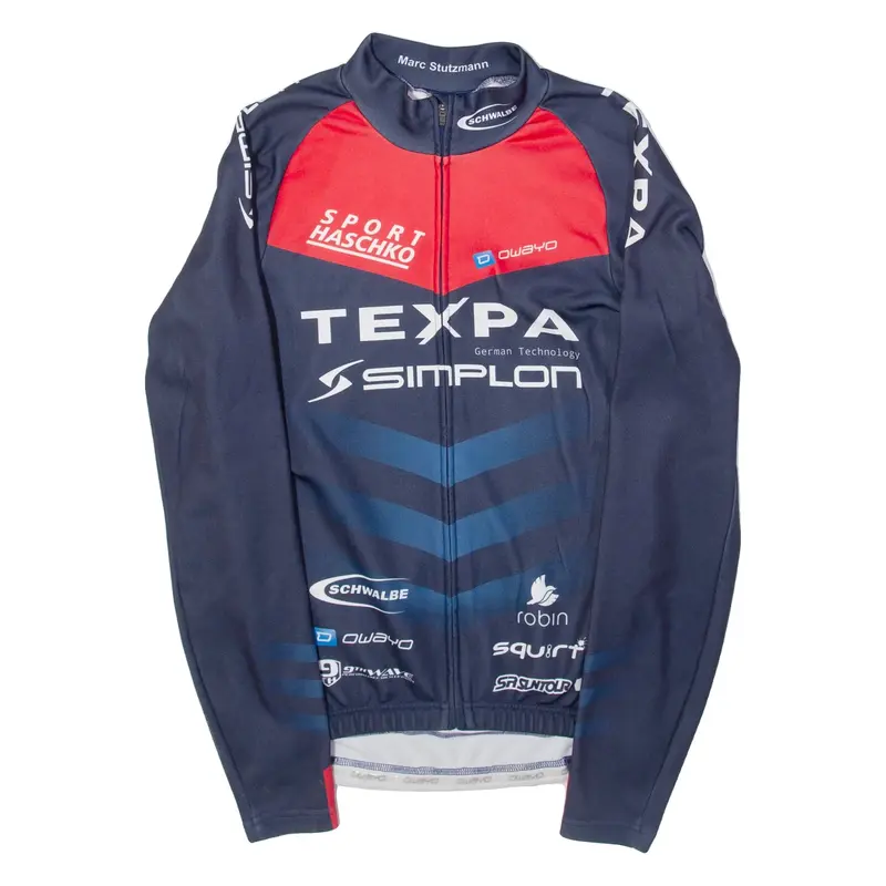 OWAYO Full Zip Cycling Mens Jersey Blue Long Sleeve M