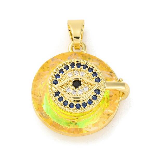 Brass Pendants with Cubic Zirconia and Glass