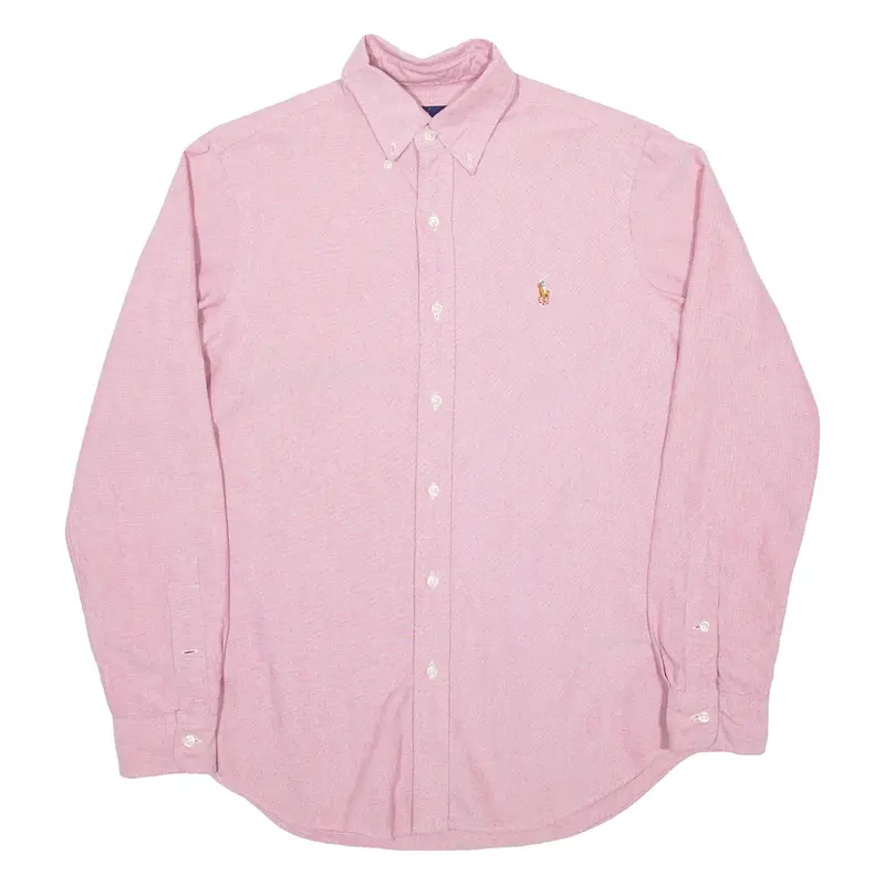 RALPH LAUREN Mens Plain Shirt Pink Long Sleeve S