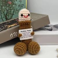 Cute Crochet Doll, Creative Knitted Decor with Positive Message Card, Home Decor Ornament, Gift for Friend & Family