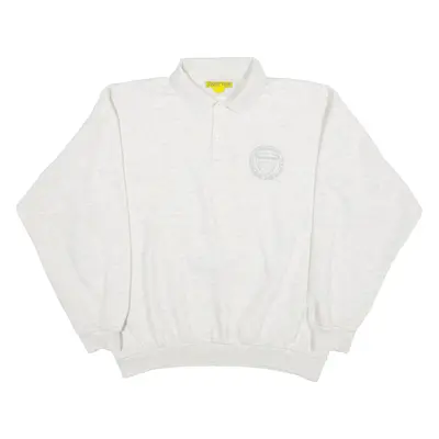 SWITCHER Buttoned Neck Womens Sweatshirt Grey Collared L