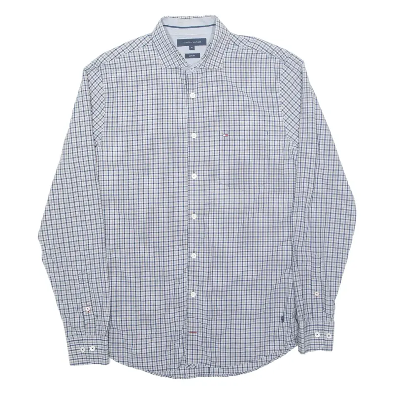 TOMMY HILFIGER Slim Fit Mens Shirt Blue Check Long Sleeve M