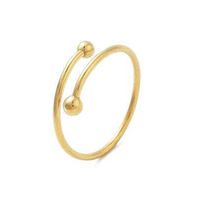 304 Stainless Steel Round Wrap Open Cuff Rings for Women Men