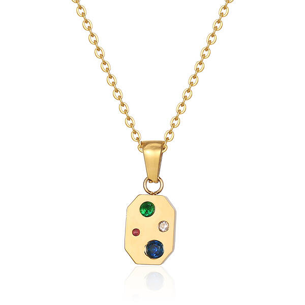 Square Necklace with Sparkling Diamond Pendant Necklaces