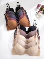 Women's Solid & Leopard Print Underwire Bra, Comfortable Minimalist Lingerie for Women, Adjustable Strap Buckle Back Bra, Sof...