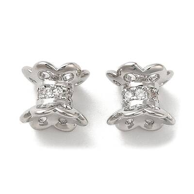 Brass Micro Pave Cubic Zirconia Spacer Beads