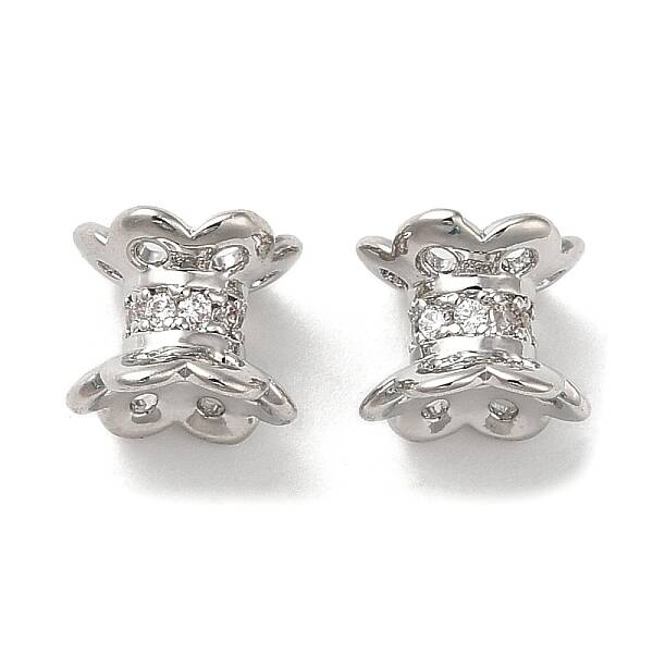 Brass Micro Pave Cubic Zirconia Spacer Beads